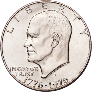 1976-D Eisenhower Dollar, Copper-Nickel Clad, Variety 1, Uncirculated, MS60 Main Image