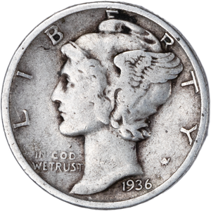 1936 Mercury Silver Dime Main Image