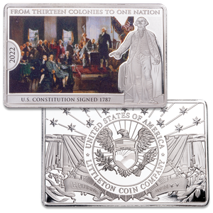 2022 U.S. Constitution 13 Colonies to One Nation Silver-Plated 100 gram Copper Bar Main Image
