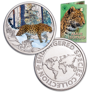 Endangered Species Silver-Plated Round with Folder - Amur Leopard Main Image