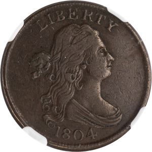 1804 Draped Bust Half Cent, Crosslet 4, Stems Main Image