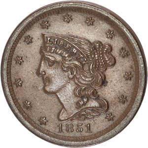 1851 Braided Hair Half Cent Main Image