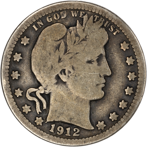 Quarter Dollar - Barber - 1912 VG#2 Main Image