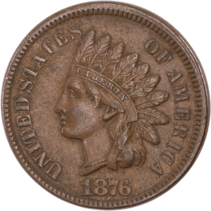1876 Indian Head Cent, Variety 3, Bronze Main Image