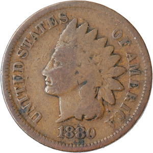 1880 Indian Head Cent, Variety 3, Bronze CIRC Main Image