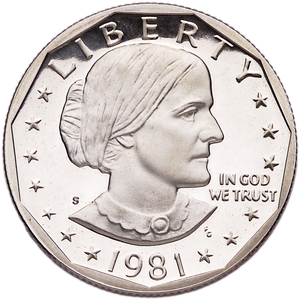 1981-S Susan B. Anthony Dollar, Clear S Main Image