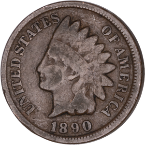 1890 Indian Head Cent, Variety 3, Bronze Main Image