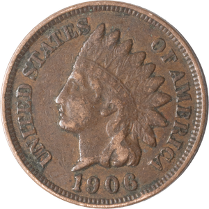 1906 Indian Head Cent, Variety 3, Bronze Main Image