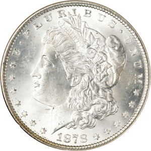 1878 Morgan Silver Dollar, 7 Over 8 Feathers Main Image