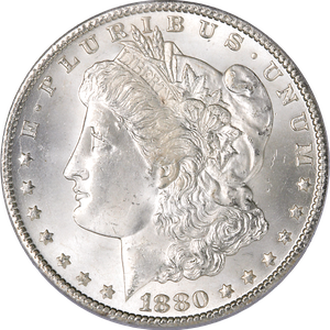1880-CC Morgan Silver Dollar, 3rd Reverse MS64 Main Image