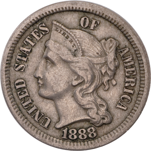 1851 Silver Three-Cent Piece, Variety 1 Main Image