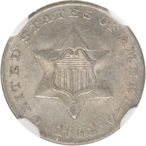 1852 Silver Three-Cent Piece, Variety 1 Main Image