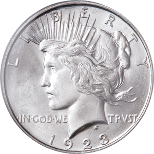 1923-D Peace Silver Dollar, PCGS Certified, Very Choice Uncirculated, MS64 Main Image