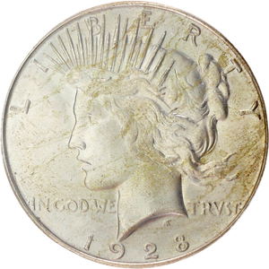 1928-S Peace Silver Dollar, PCGS Certified, Select Uncirculated, MS62 Main Image