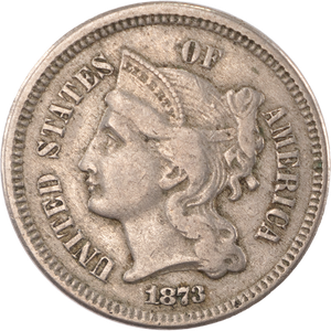 1873 Nickel Three-Cent Piece, "Open 3" Main Image