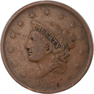 1837 Liberty Head Large Cent, Plain Cords, Medium Letters Main Image