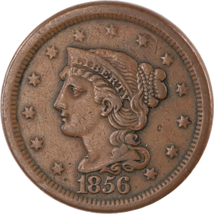 1856 Braided Hair Large Cent, Slanting 5's Main Image