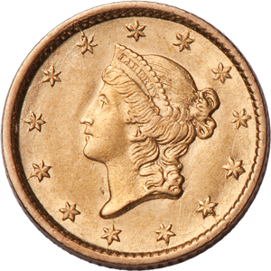1854 Type II Indian Princess Head Gold Dollar, Small Head Main Image