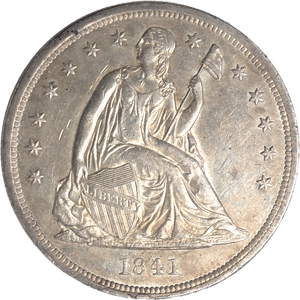 1841 Liberty Seated Silver Dollar, No Motto Main Image