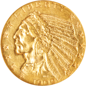 1909-O $5 Gold Indian Head Half Eagle Main Image