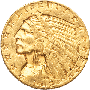 1912 Indian Head $5 Gold XF Main Image