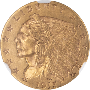 1915 Gold $2.50 Indian Head Quarter Eagle Main Image