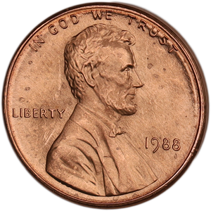 1988 Lincoln Head Cent MS60 Main Image