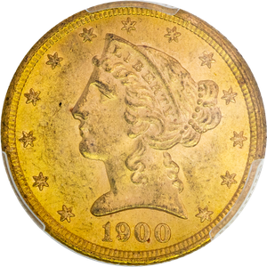 1900 Liberty Head $5 Gold Half Eagle Main Image