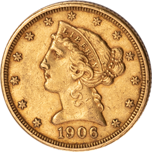 1906 $5 Liberty Head Gold Half Eagle Main Image