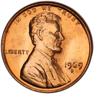 1969-D Lincoln Head Cent MS60 Main Image