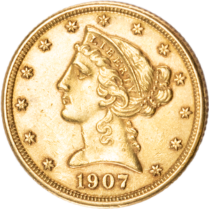 1907 Liberty Head $5 Gold Half Eagle Main Image