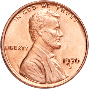 1970-S Lincoln Head Cent Large Date MS60 Main Image