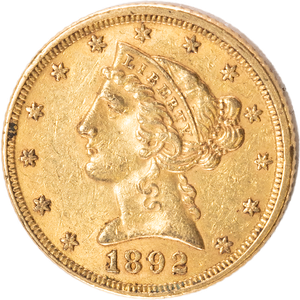 1892 Liberty Head $5 Gold Main Image