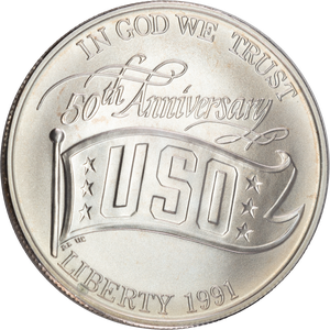 1991-D United Service Organizations Silver Dollar Main Image