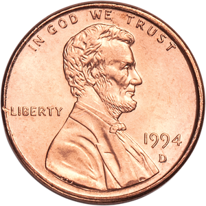 1994-D Lincoln Head Cent MS60 Main Image