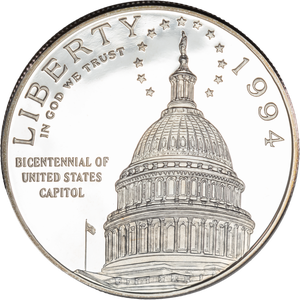 1994-S U.S. Capitol Bicentennial Silver Dollar Main Image