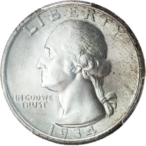 1934 Washington Silver Quarter, Medium Motto Main Image