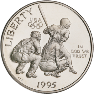 1995-S Centennial Olympics (Baseball) Clad Half Dollar No Case, Choice Proof Main Image