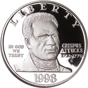 1998-S Black Revolutionary War Patriots Silver Dollar Main Image