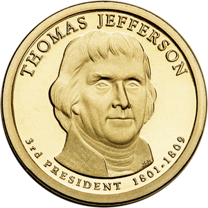 2007-S Thomas Jefferson Presidential Dollar Main Image