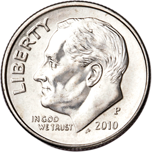 2010-P Roosevelt Dime, Uncirculated, MS60 Main Image
