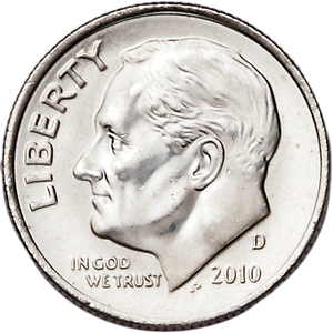 2010-D Roosevelt Dime, Uncirculated, MS60 Main Image