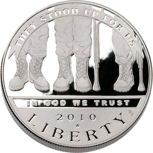 2010 American Veterans Disabled for Life Commemorative Silver Dollar, PR63 Main Image