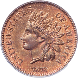 1873 Indian Head Cent, Closed 3, Red Brown Main Image