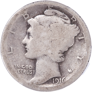 1916-D Mercury Silver Dime Main Image