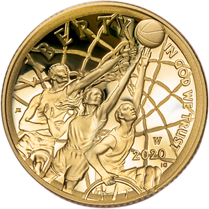 2020-W Basketball Hall of Fame Gold $5 Main Image
