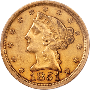 1851-O $5 Liberty Head Gold Main Image