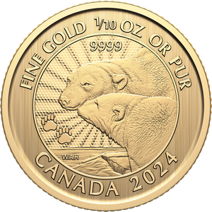 2024 Canada 1/10 oz. Gold $5 Polar Bear Main Image