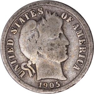 1905-S Barber Silver Dime Main Image