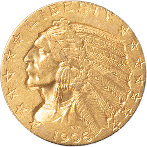 1908-1929 Indian Head $5 Gold Piece with Deluxe Holder Main Image